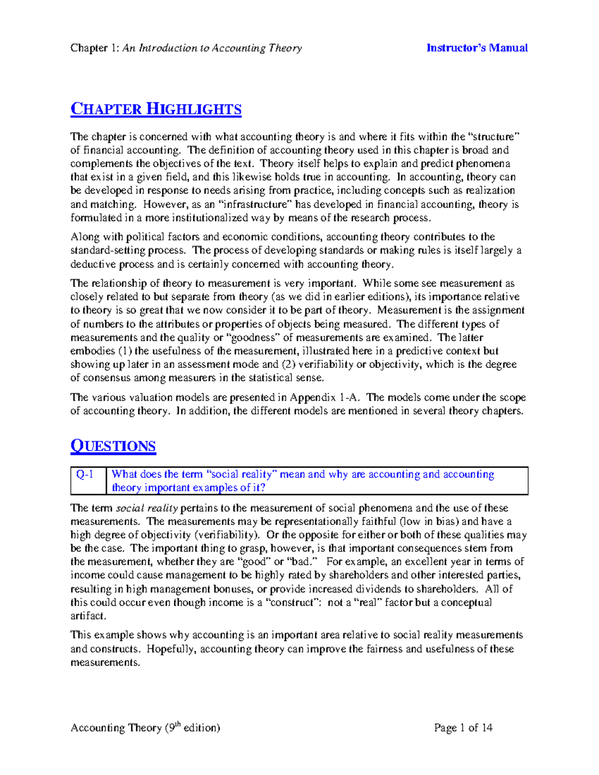 Chapter 1: Introduction to Accounting Theory - Key Concepts & Insights ...