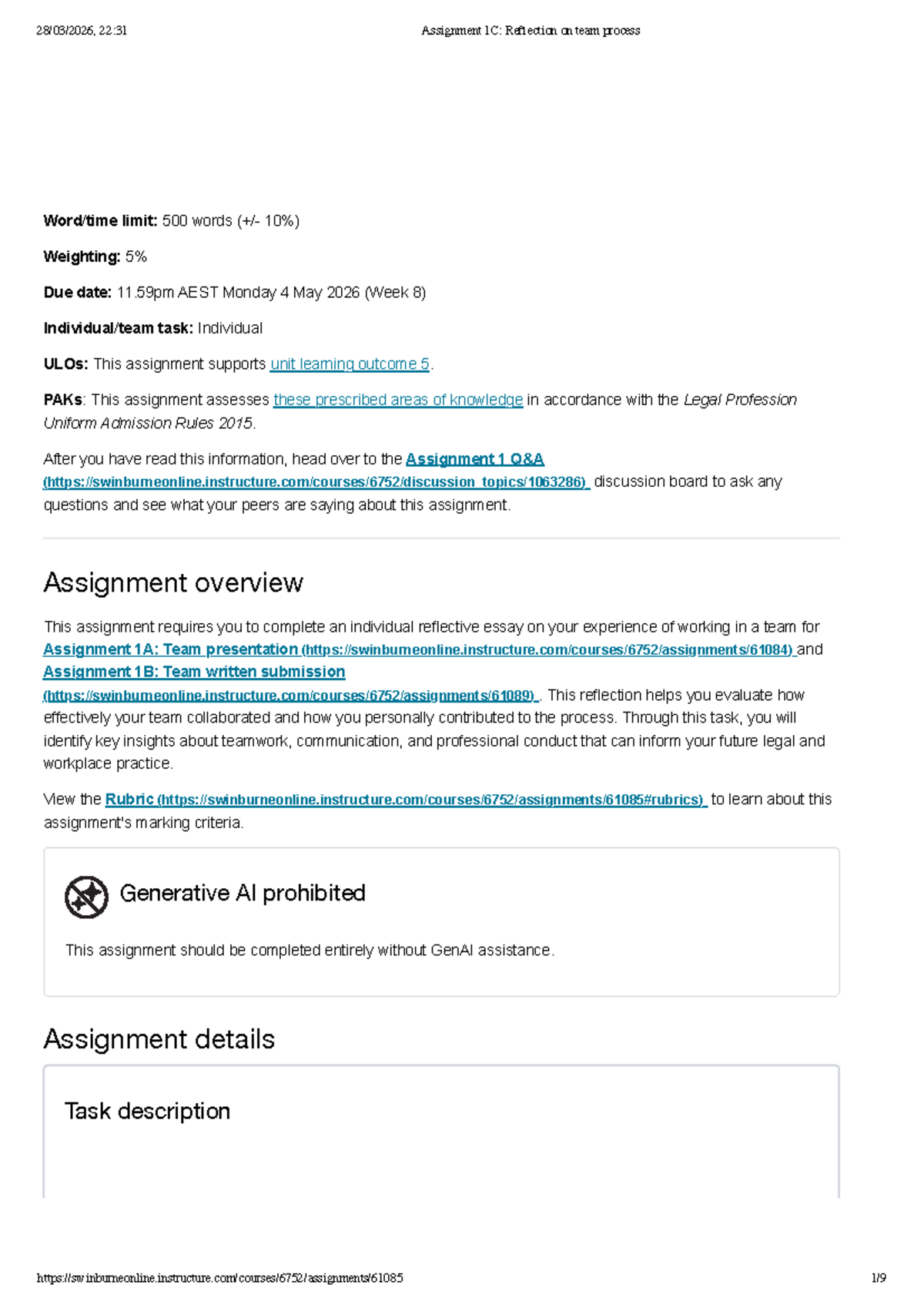 22:31 Assignment 1C: Reflective Essay on Team Collaboration Process ...