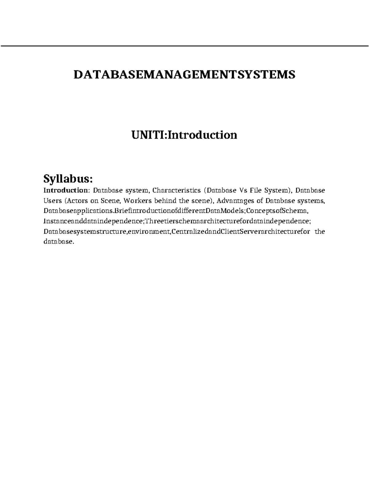 DBMS (R23) UNIT 1: Introduction to Database Management Systems - Studocu