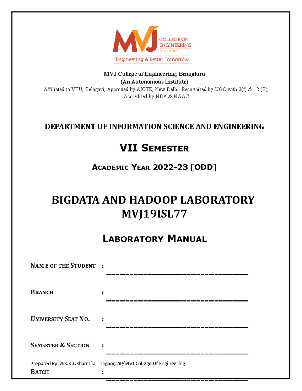 BDH19ISL - Big Data and Hadoop Lab Manual with 10 Experiments - Studocu