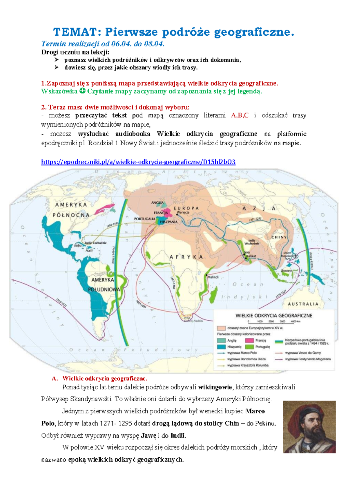 Sprawdzian Zgeografi Kl 5 Odkrycia Geograficzne