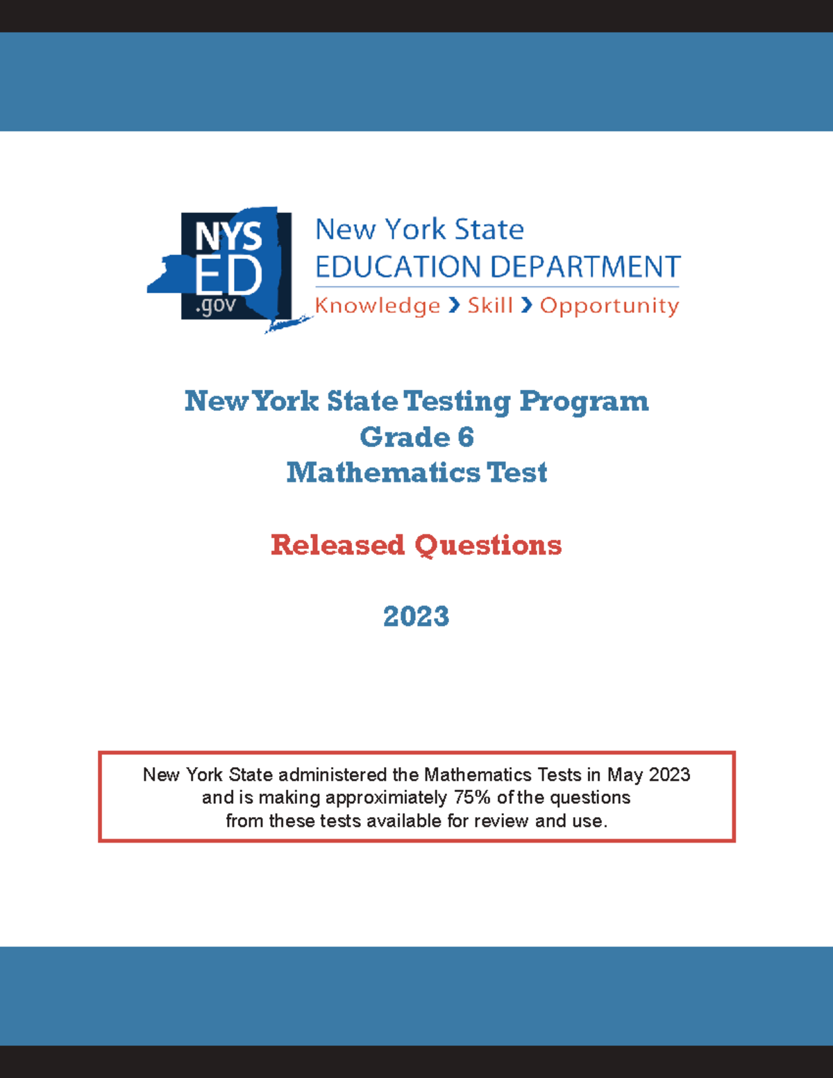 2023 NYS Grade 6 Math Test Released Questions (Spanish) - Studocu