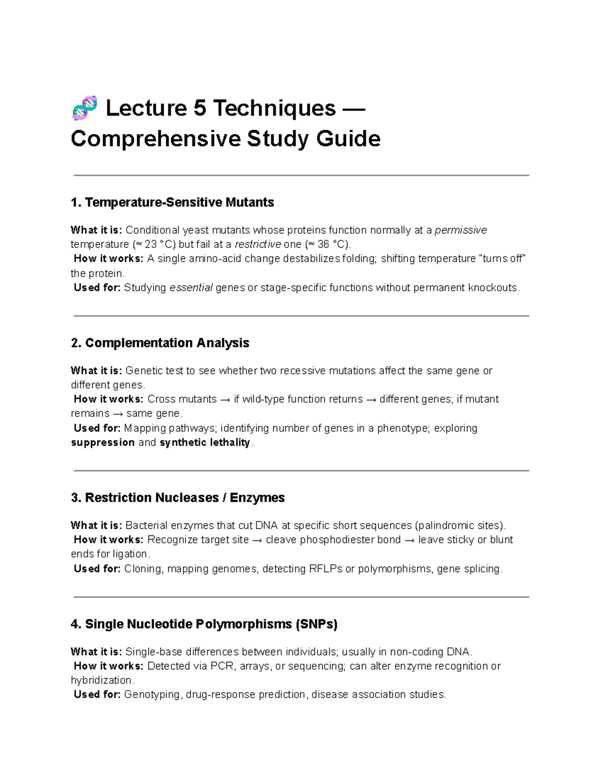 Cell Bio Exam 2 Review: Lecture 5 & 6 Techniques Study Guide - Studocu