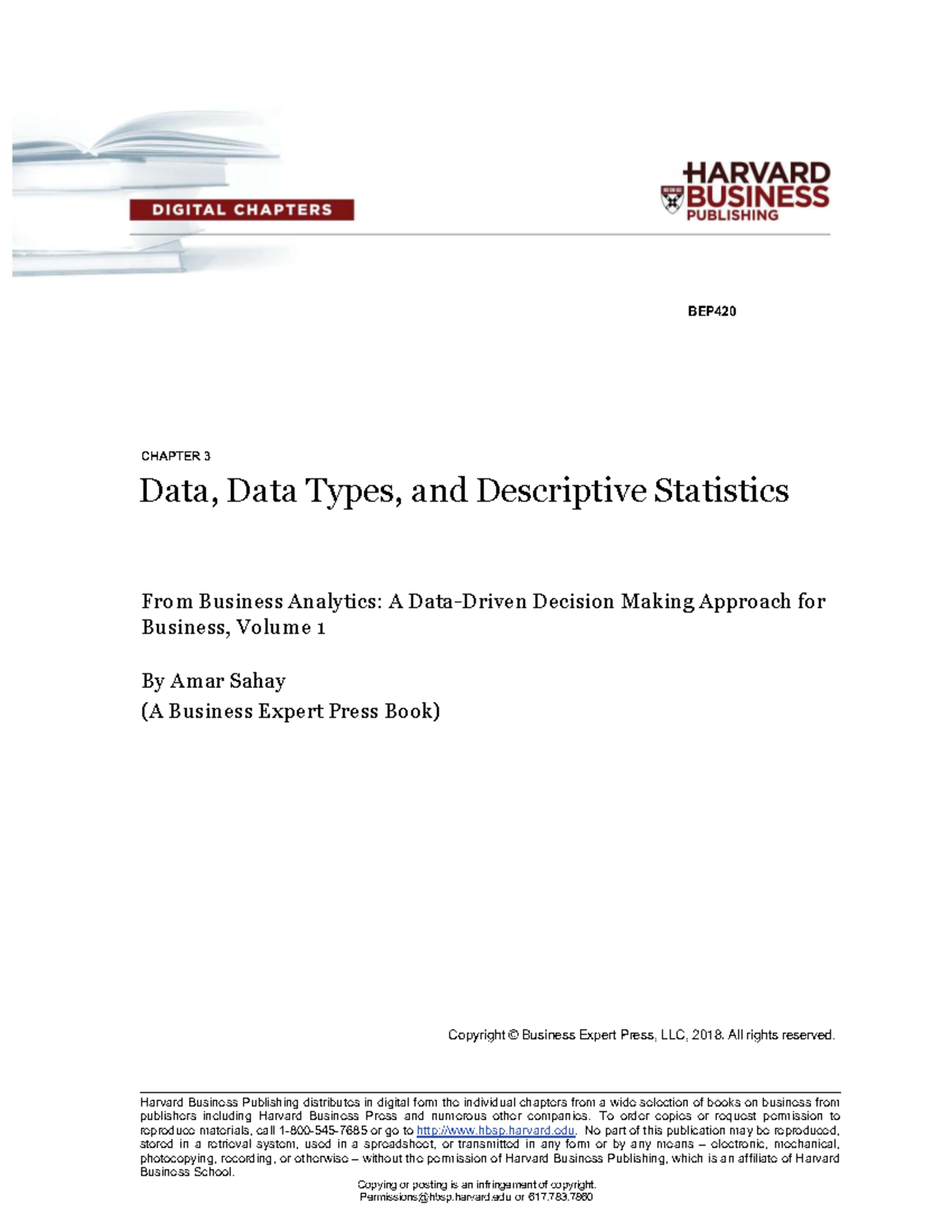 BEP420 CHAPTER 3 Data Types and Descriptive Statistics Overview - Studocu