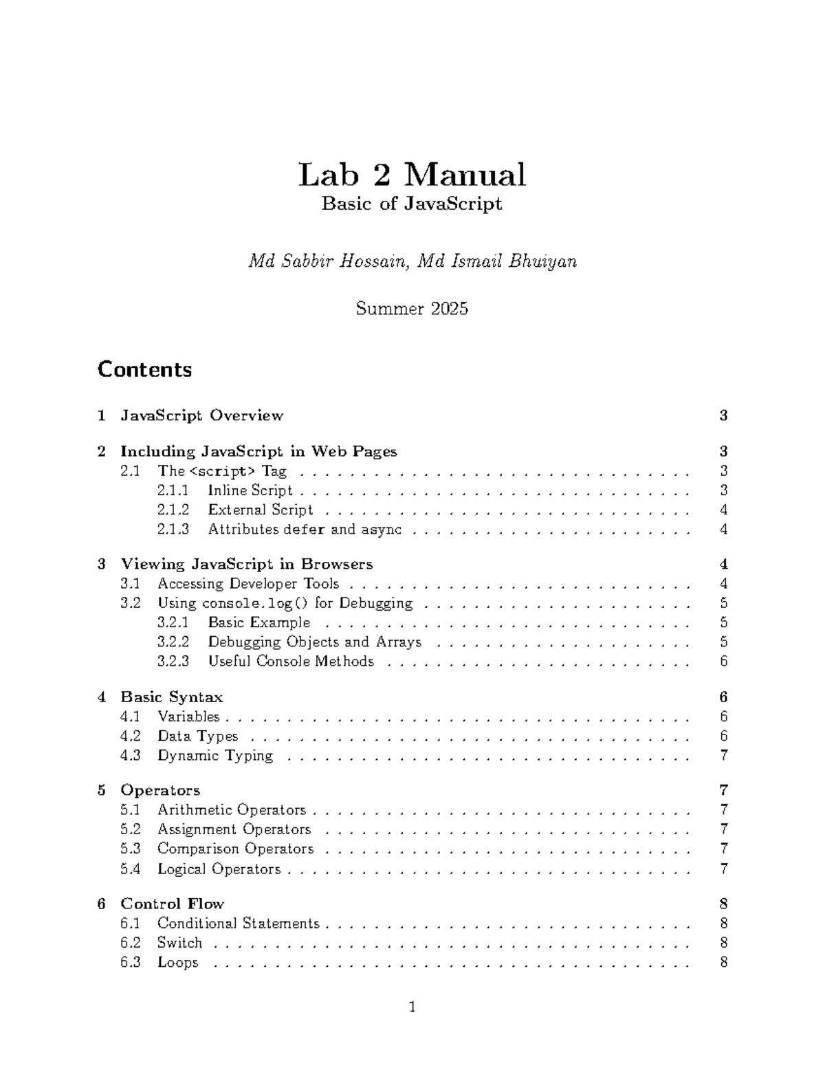 CSE347 Lab 2 - JavaScript Basics Manual for Summer 2025 - Studocu
