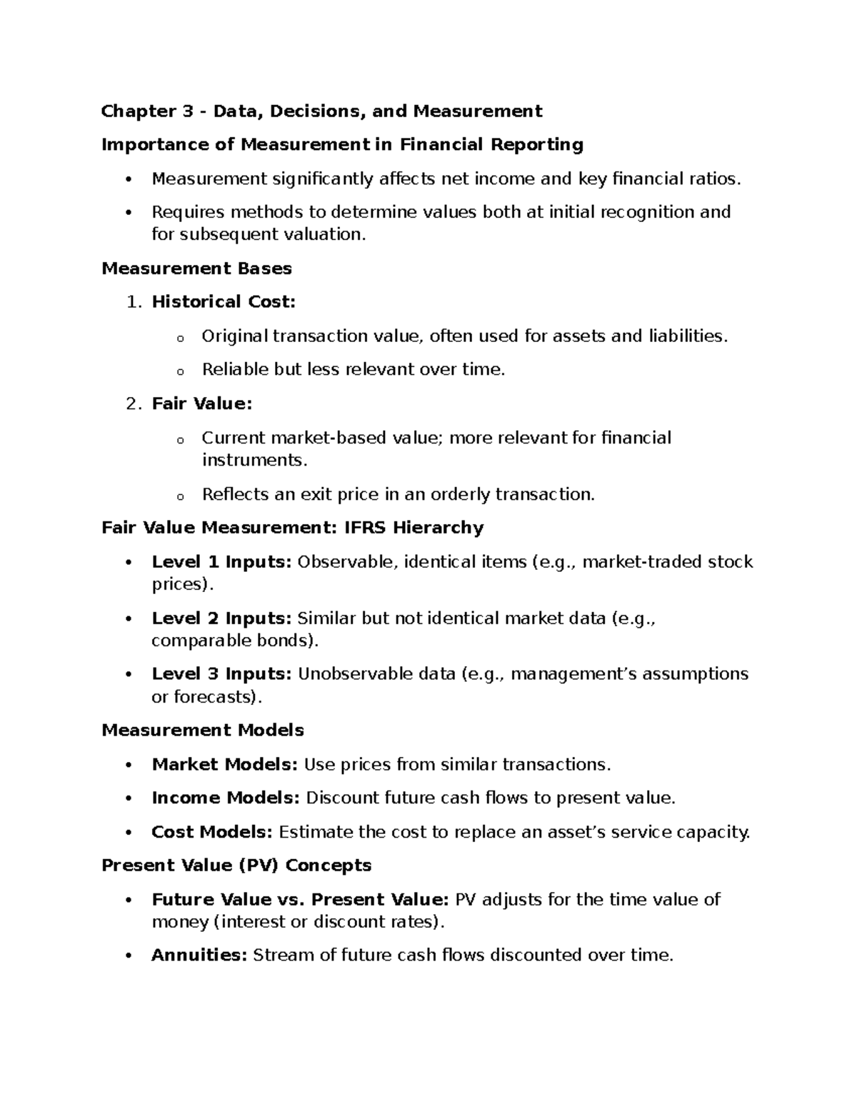 Chapter 3: Data, Decisions, and Measurement in Financial Reporting ...