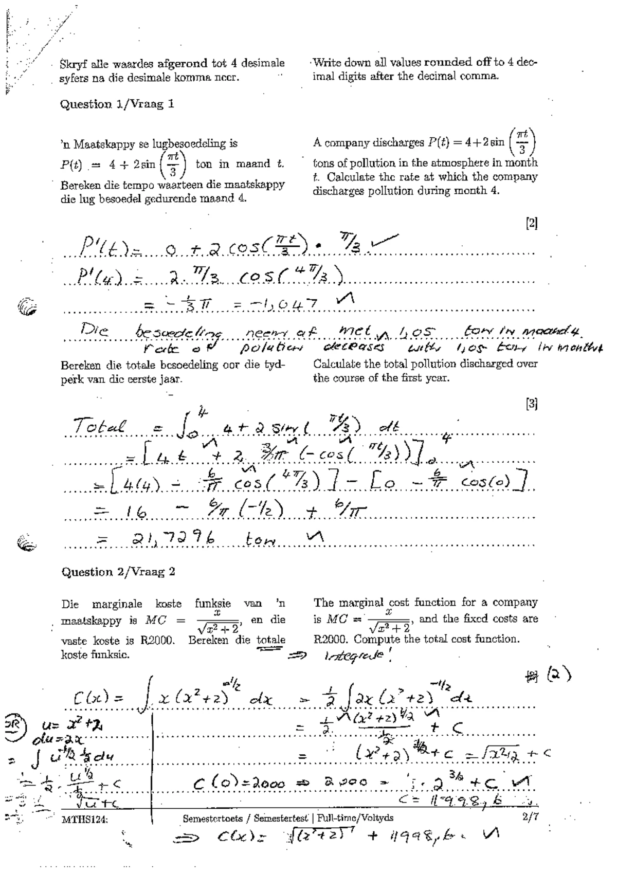 MTHS121 Test 6 MEMO - Summary of Key Concepts in Calculus II - Studocu