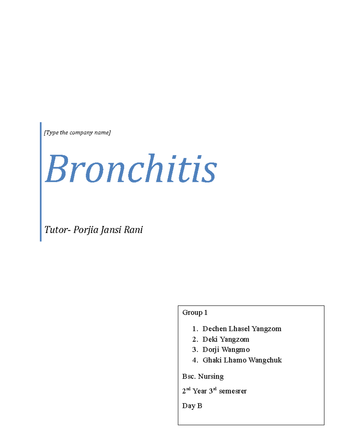 Bronchitis Final Exam Notes - BSc Nursing 2nd Year 3rd Semester - Studocu