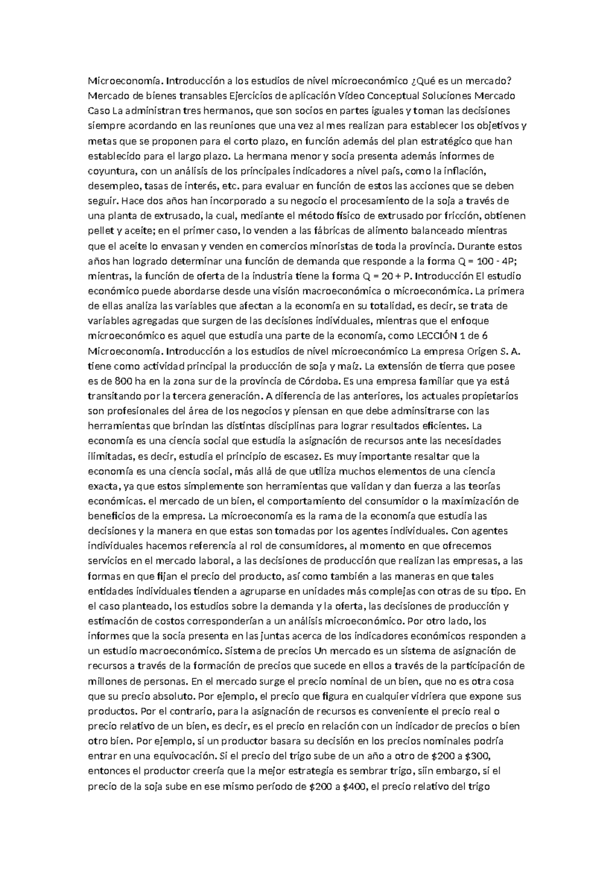 Microeconomía: Análisis del Mercado de Bienes Transables (LECCIÓN 1 ...