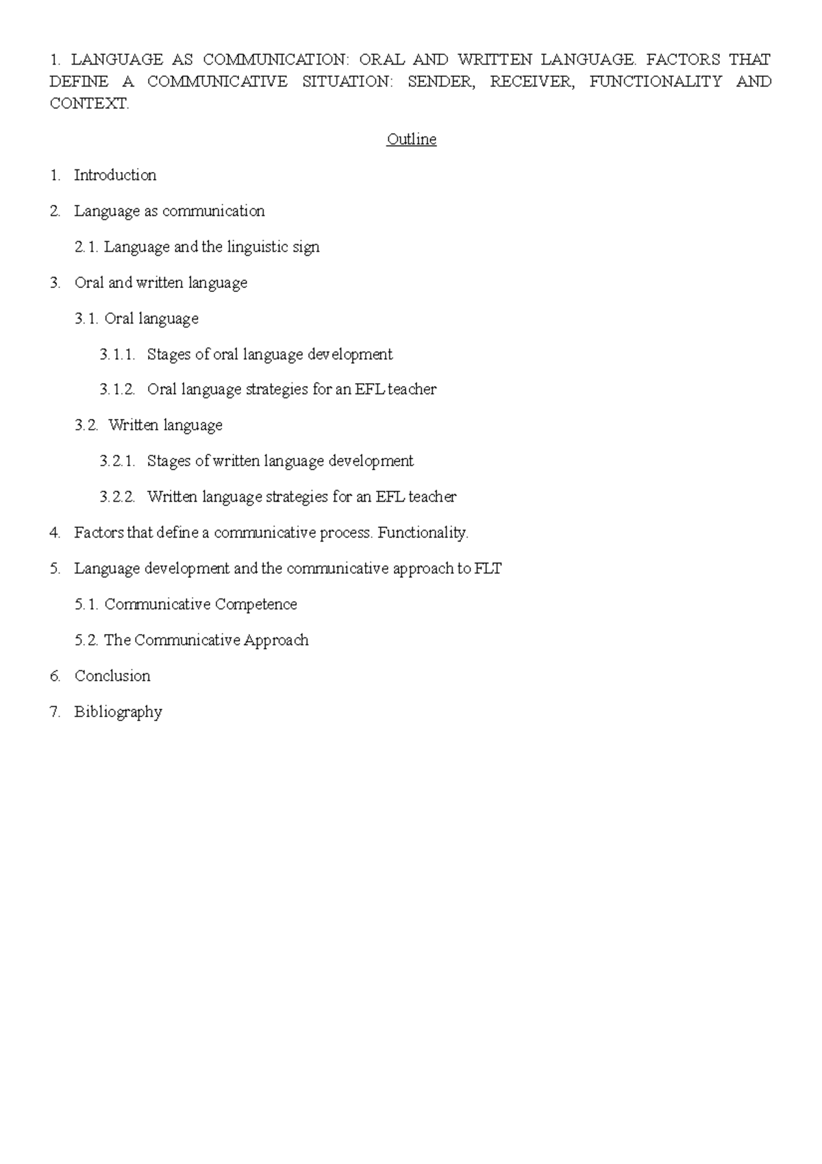 Tema 1: Language AS Communication - Understanding Oral and Written ...