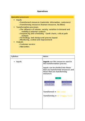 Operations Process - CASE Study Summary - Operations Process – CASE ...
