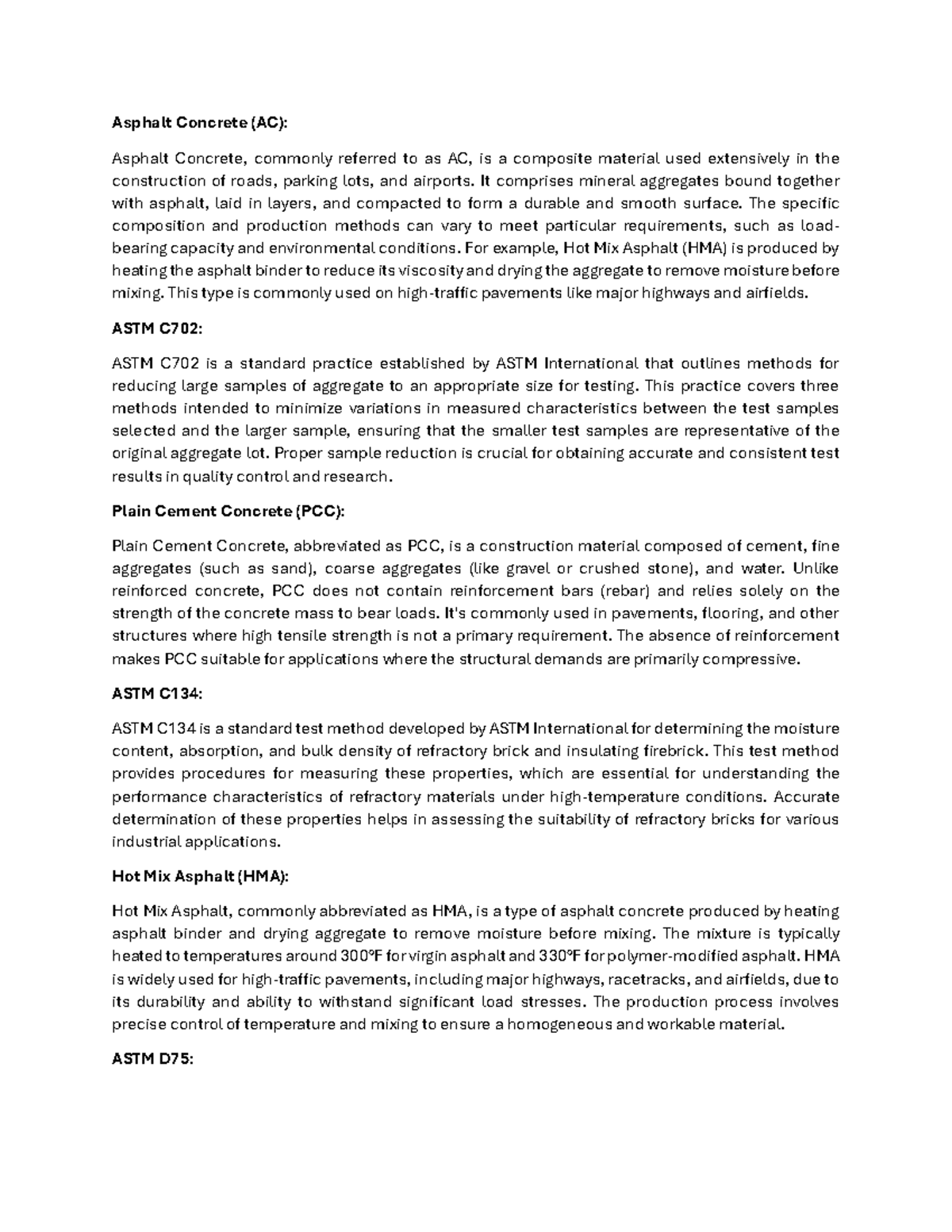 AC: Comprehensive Overview of Asphalt Concrete and Related Standards ...