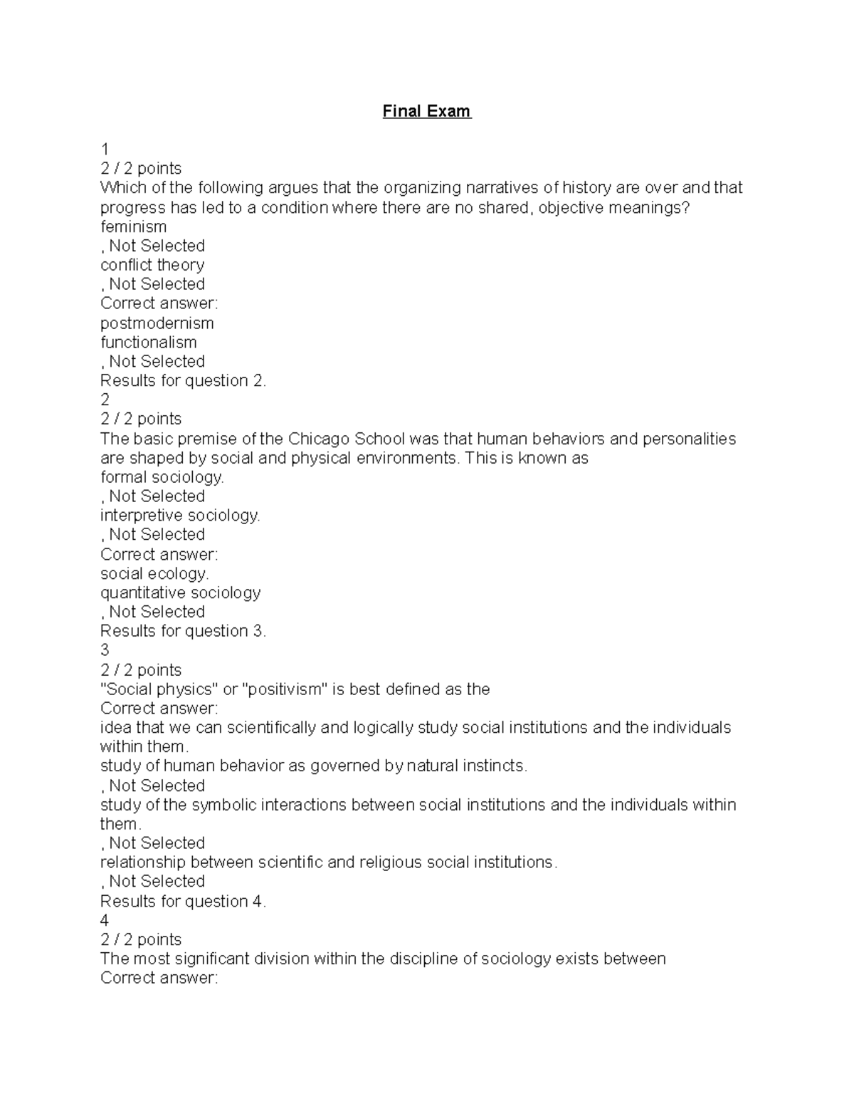 Sociology 101: Insights from the Final Exam Questions & Answers - Studocu