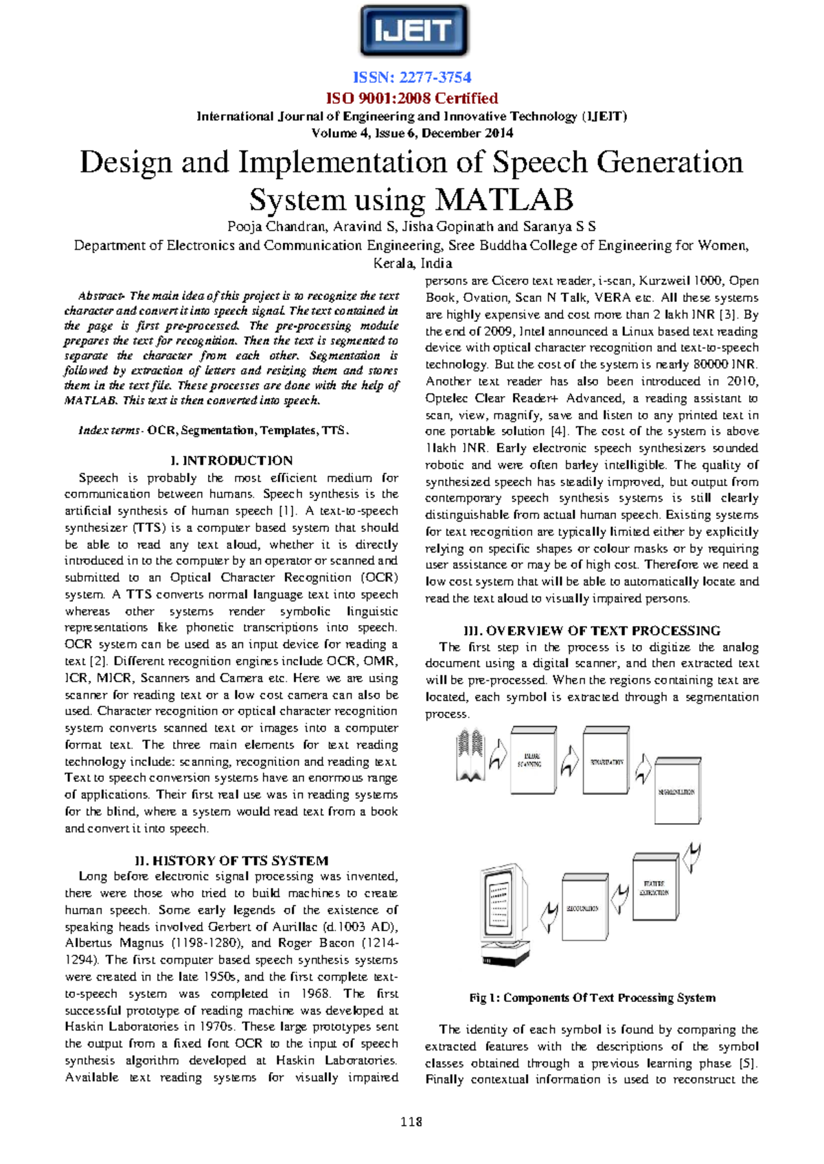 Design and Implementation of a Low-Cost Speech Generation System using ...