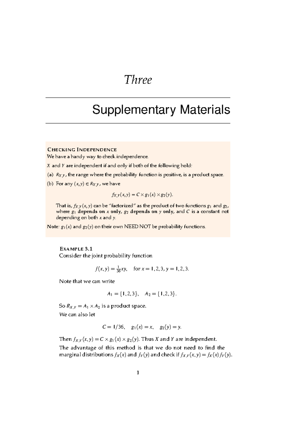 Chap03 - Supplementary Notes on Checking Independence - Studocu