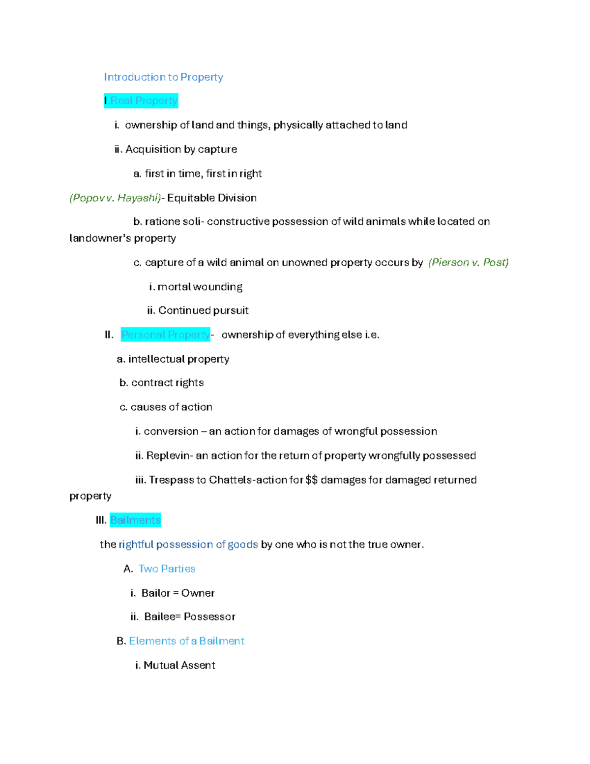 Property Outline - 3: Midterm Exam Study Guide - Studocu
