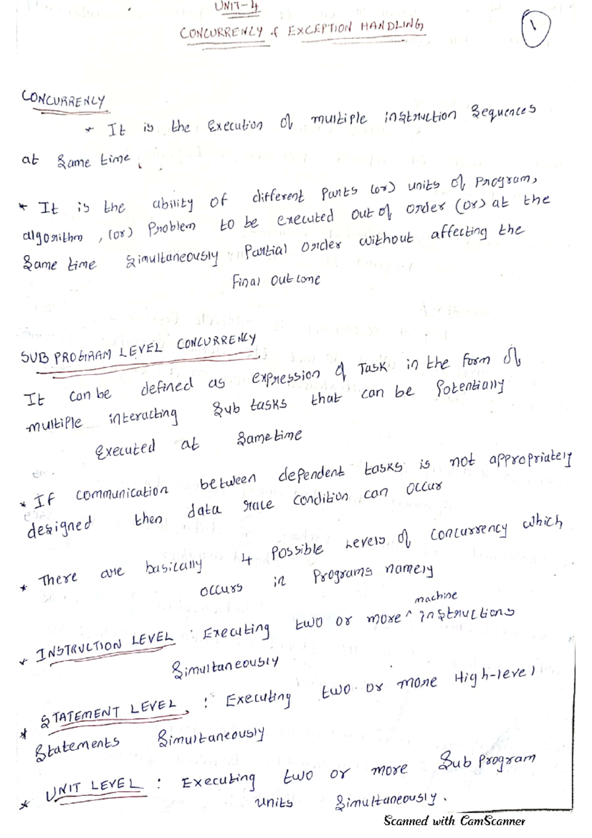 PPL- Unit -4 notes - Ppl unit 4 - CONCURRENCY EXCEPTION HANDLING ...