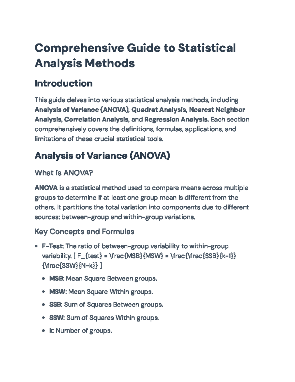 Statistical Analysis Methods Overview: ANOVA, Regression, and More ...