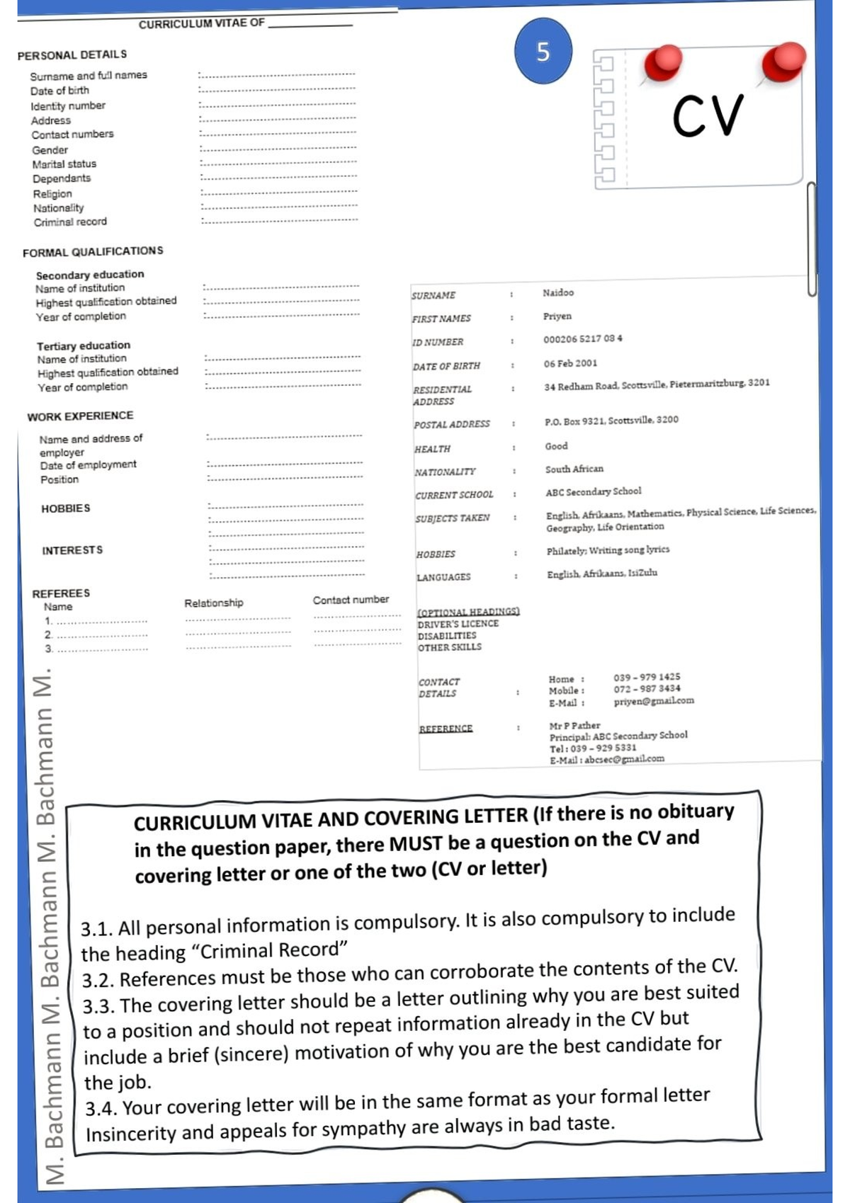CURRICULUM VITAE & COVER LETTER FORMAT FOR ENGLISH 101 - Studocu
