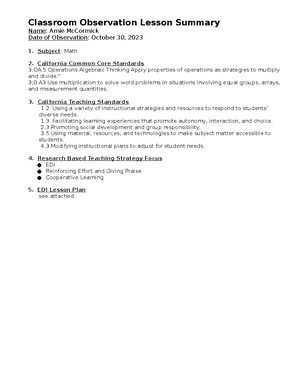 Interview and Reflection - Transitioning from grade to grade The mentor ...