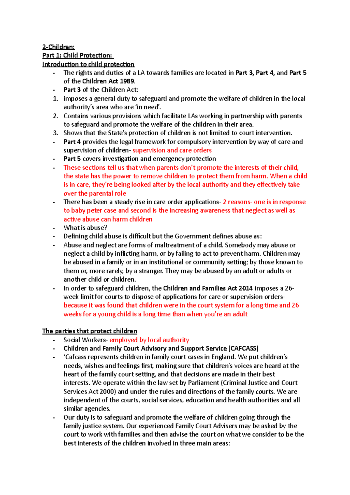 Children and Child Protection: Lecture Notes on CA 1989 & Safeguarding ...