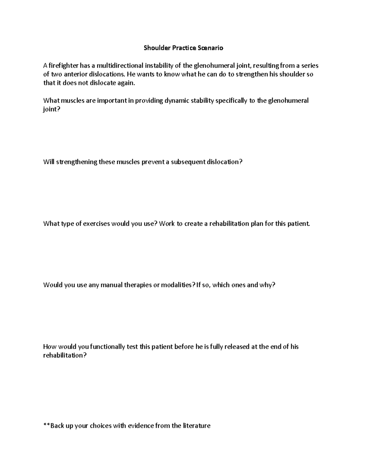 AT550 Shoulder Rehabilitation Plan for Multidirectional Instability ...