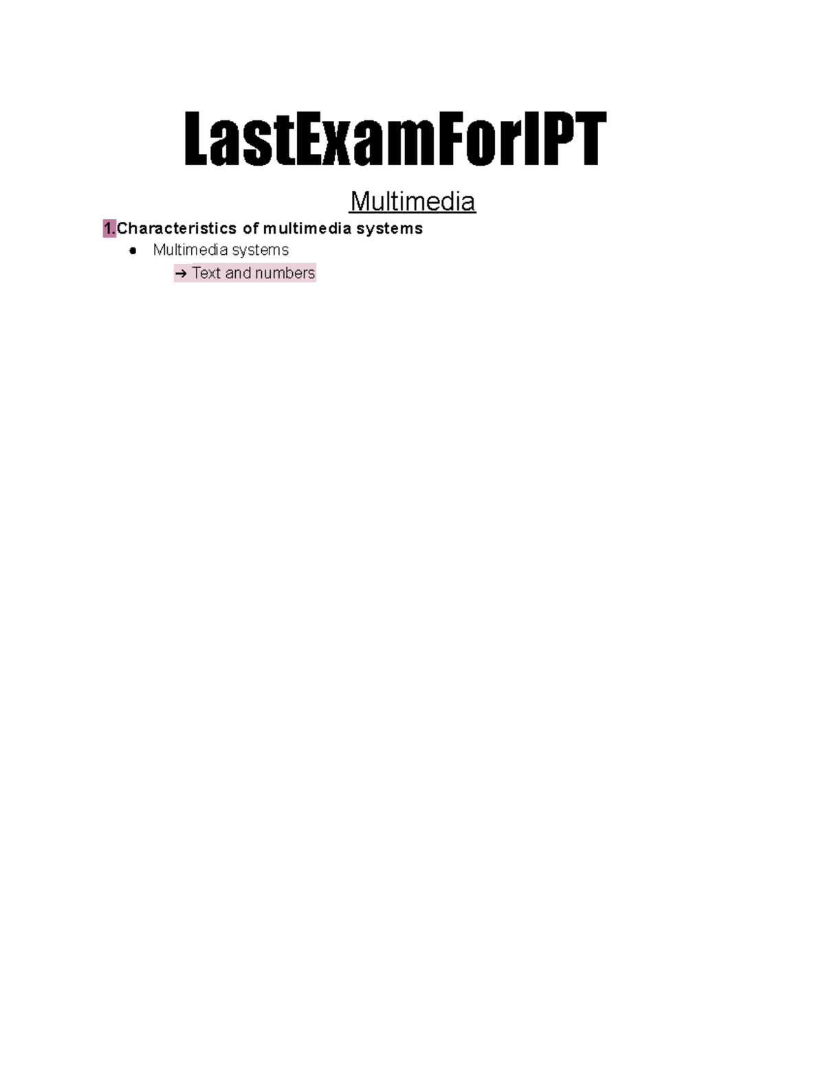 IPT HSC 6 - Final Exam Notes on Multimedia Systems - Studocu