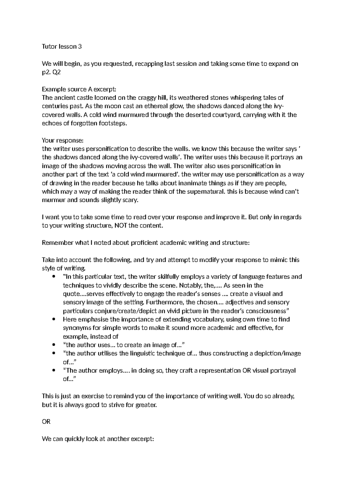 Tutor lesson 3 - English Lang Revison Notes - Tutor lesson 3 We will ...