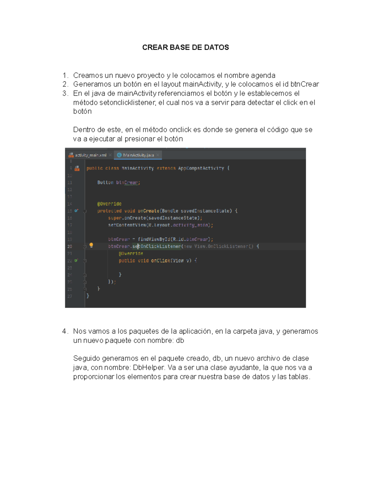 SQLite Android - Crear Base de Datos en Agenda App - Studocu