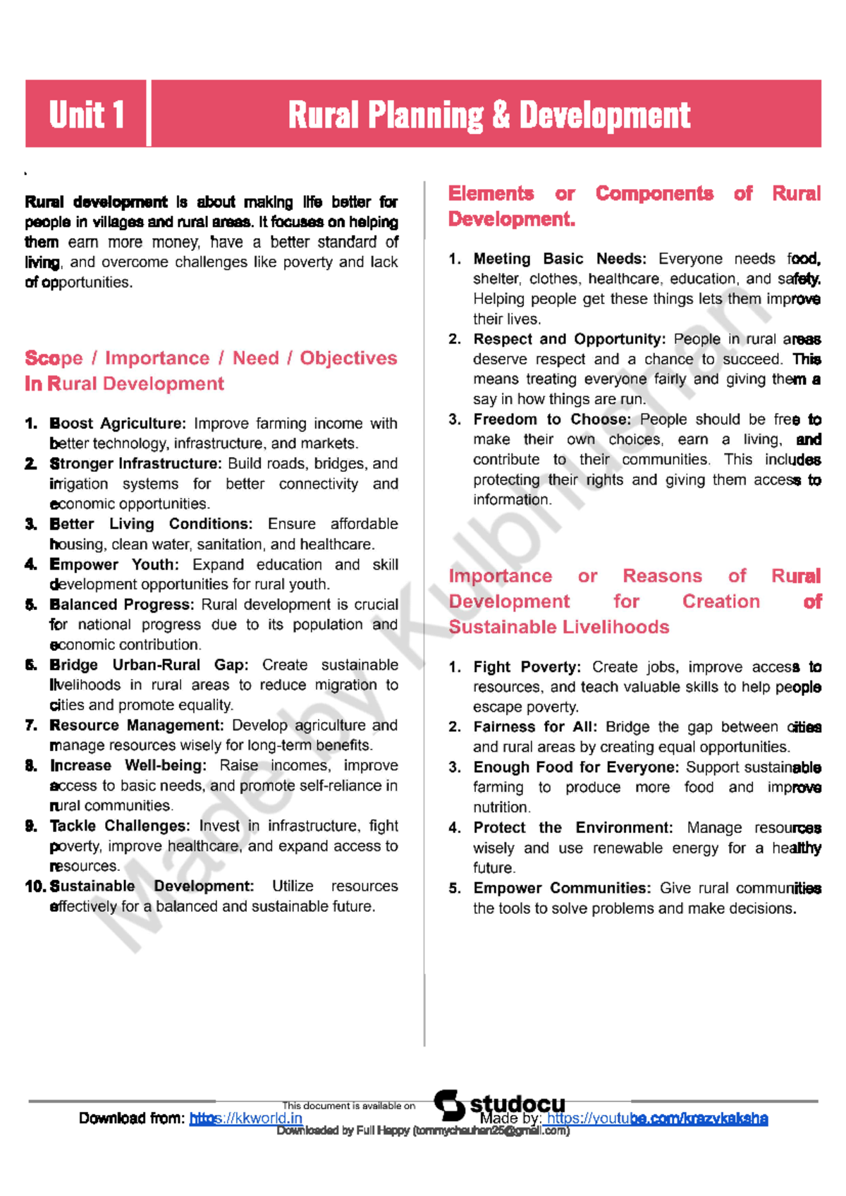 Rural Development Strategies and Initiatives - Course Code: RD101 ...
