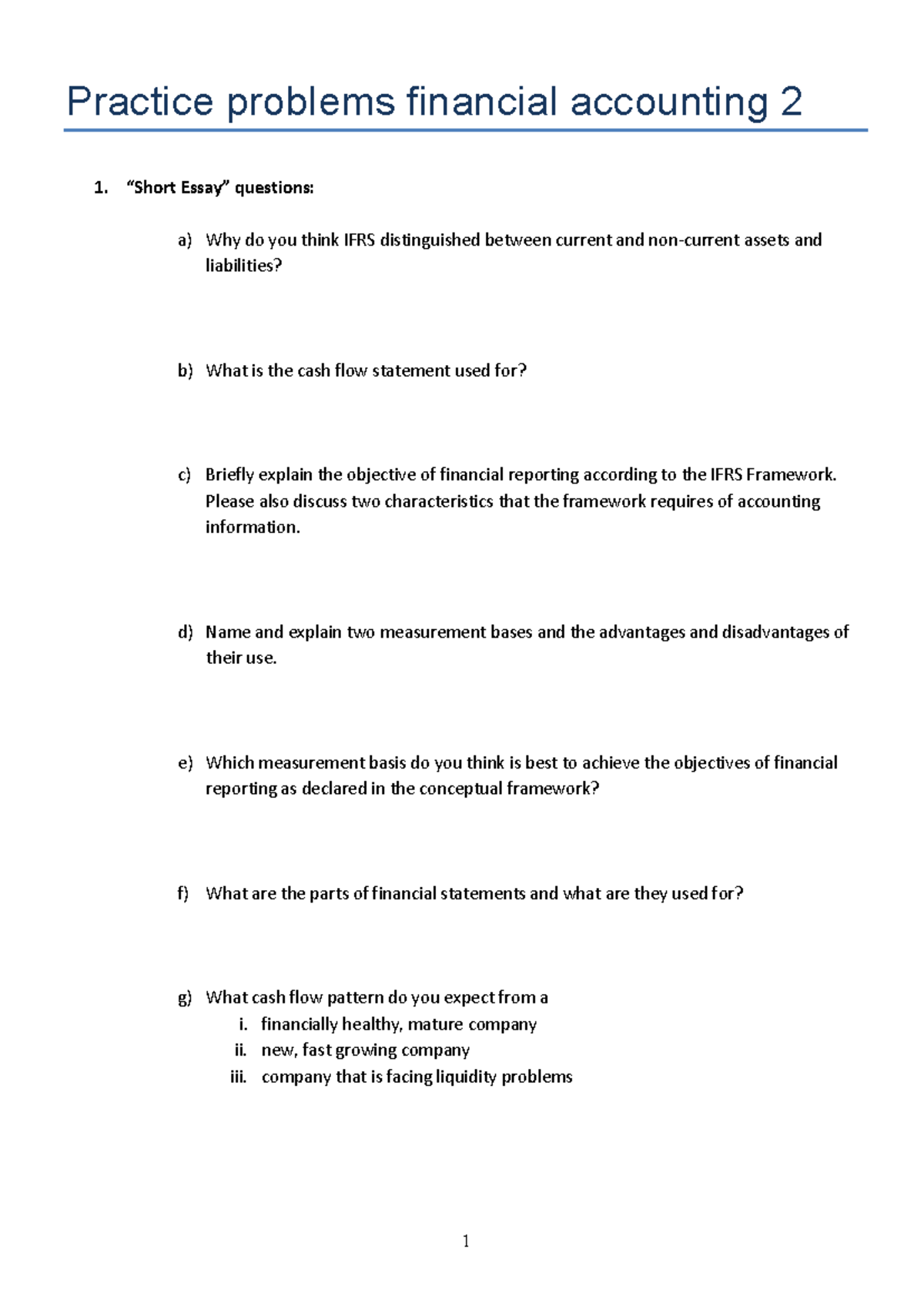 Financial Accounting 2: Practice Problems and Solutions - Studocu