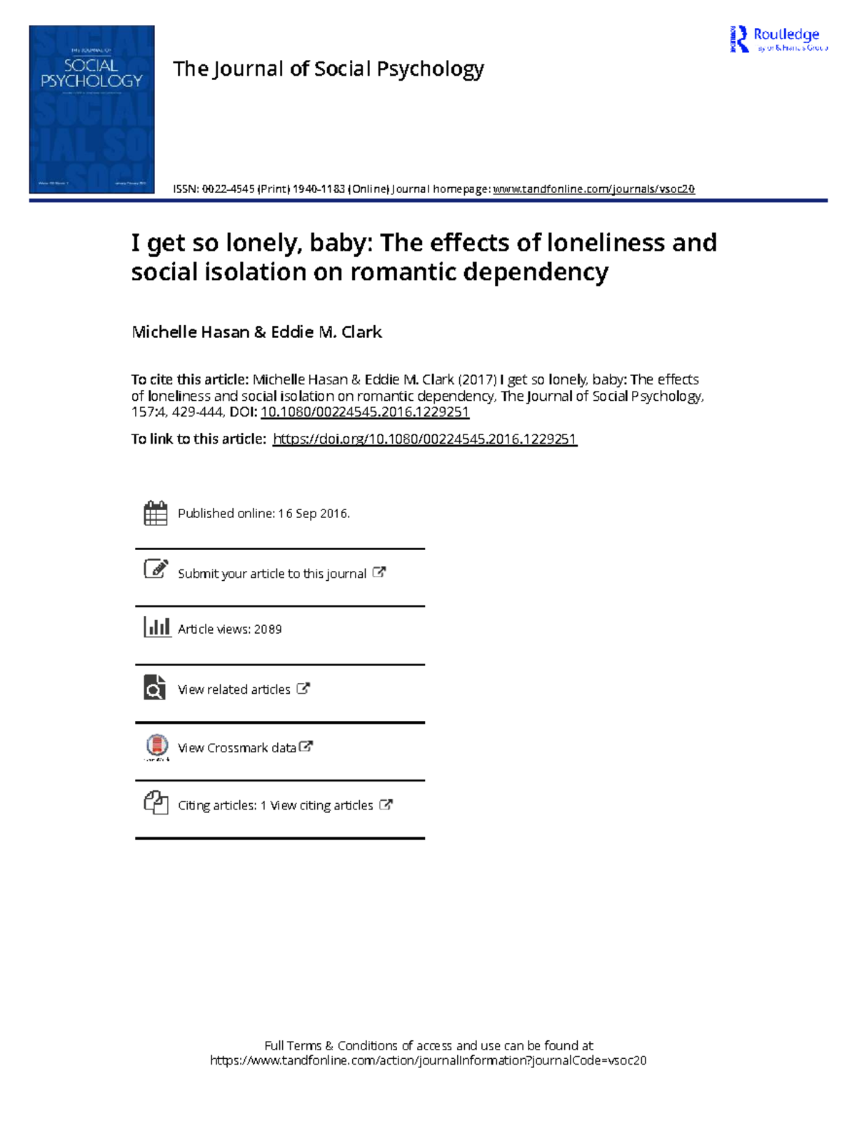 The Effects of Loneliness and Social Isolation on Romantic Dependency ...
