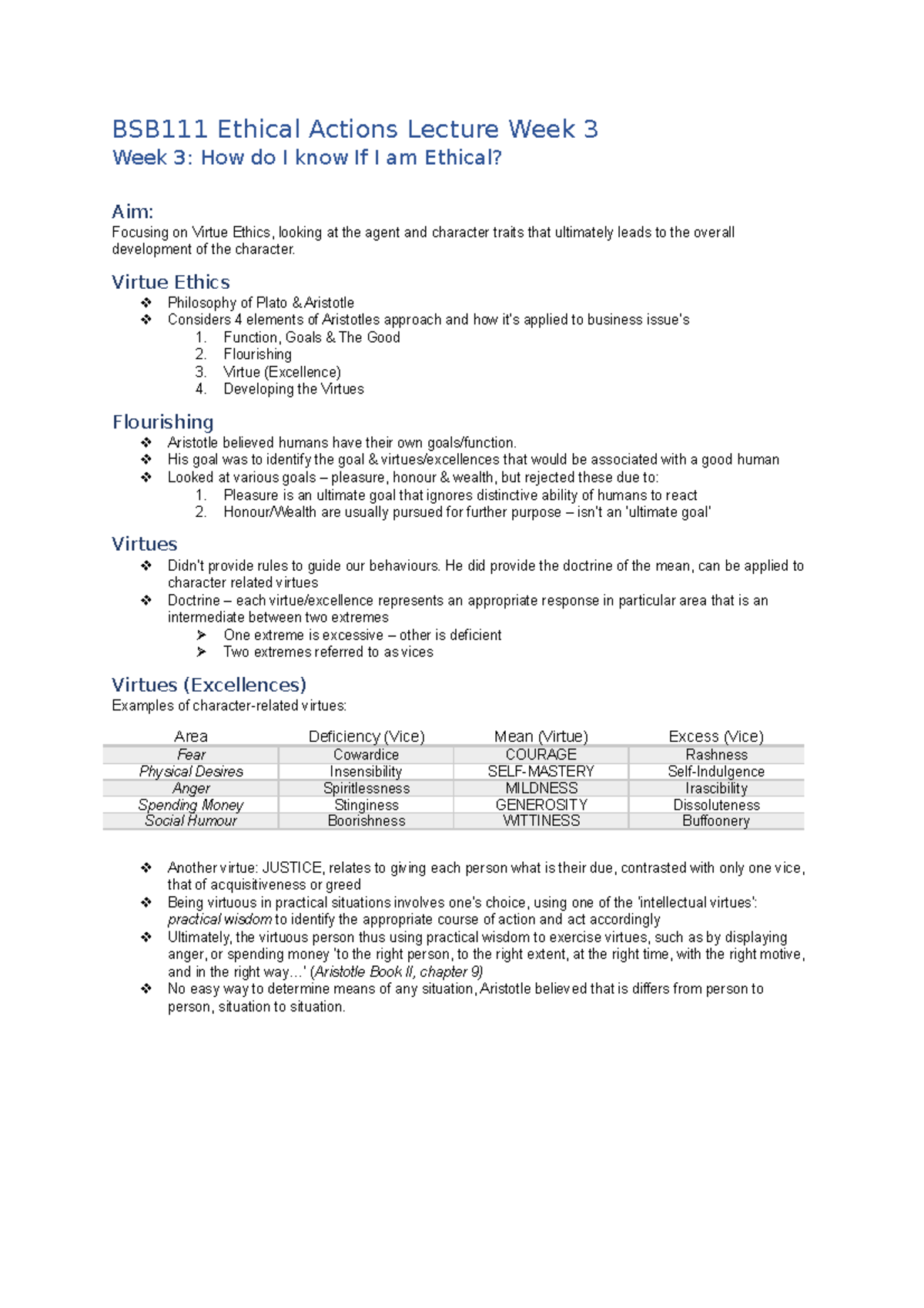 Business Law And Ethics Lecture Notes Week 3 - BSB111 Ethical Actions ...