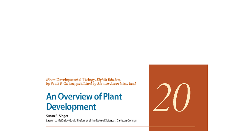 Chapter 20: Overview of Plant Development in Developmental Biology (BIO ...
