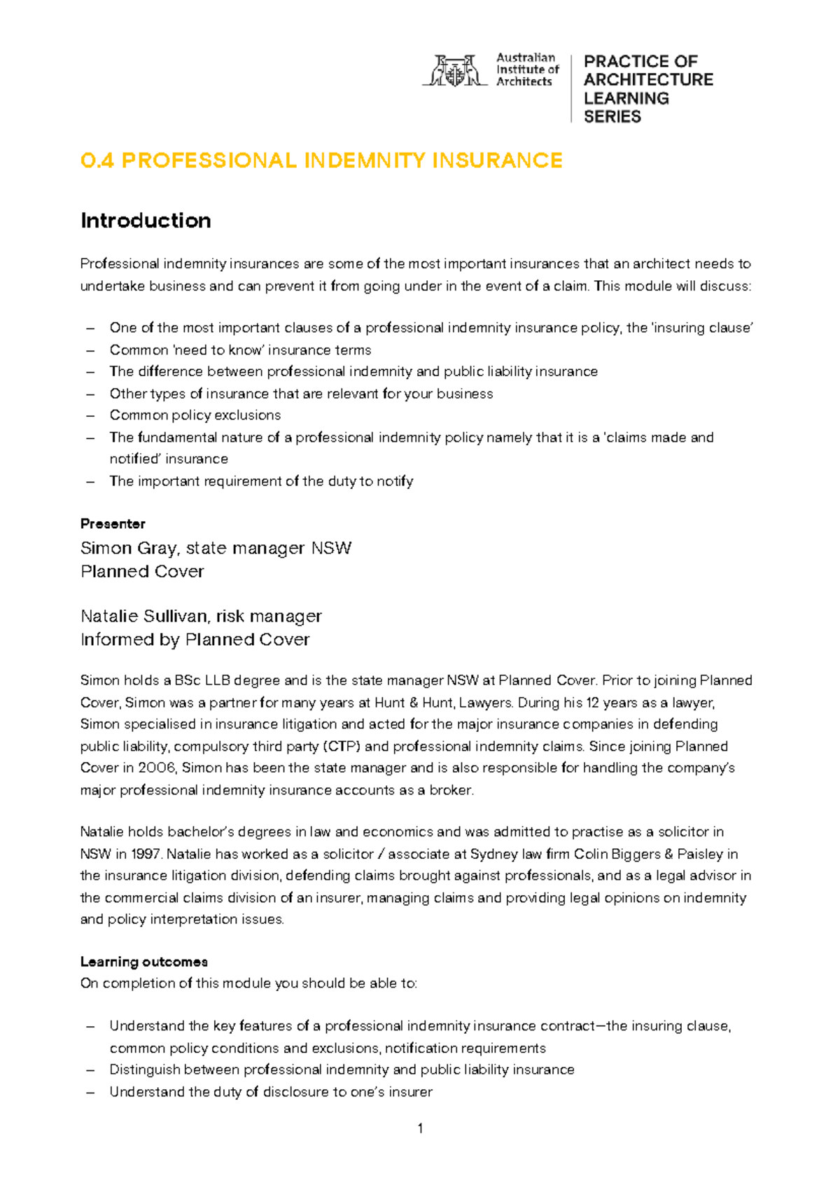 PALS Module 04: Understanding Professional Indemnity Insurance - Studocu