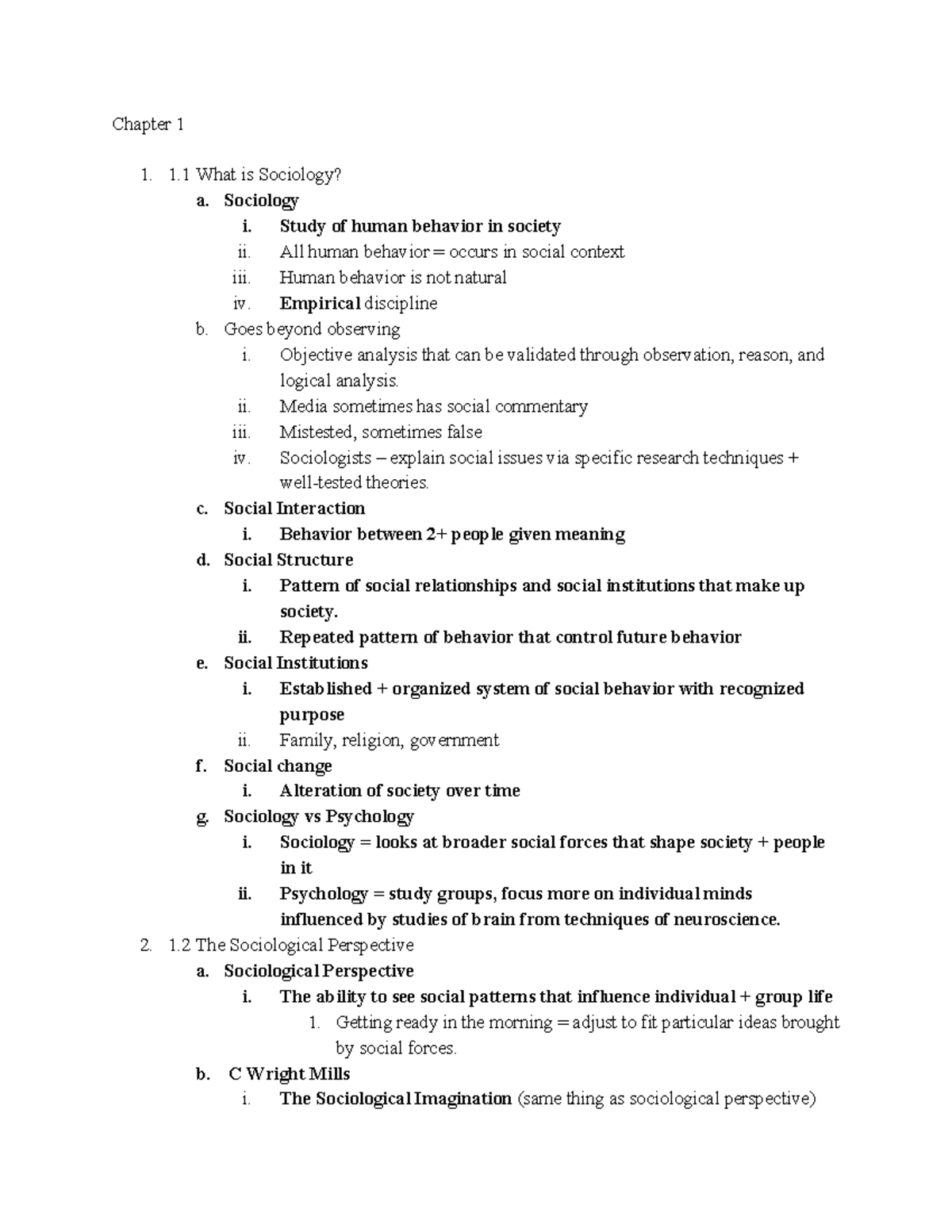 Chapter 1 What is Sociology Intro to Sociology - Chapter 1 1 What is ...