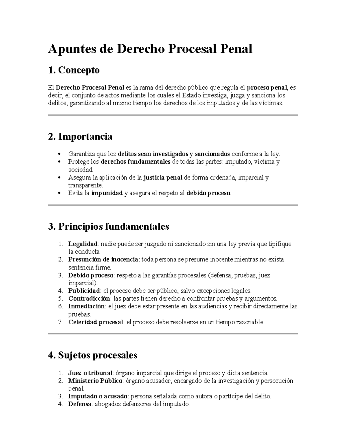 Apuntes de Derecho Procesal Penal 1: Conceptos y Principios Clave - Studocu