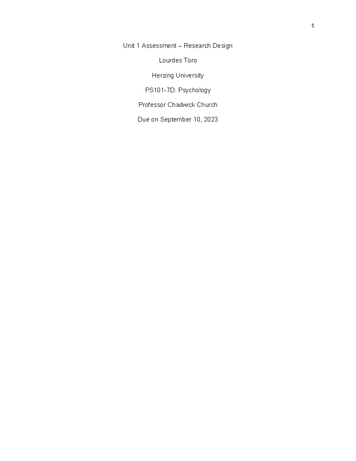 PS101-7D Unit 1 Assessment: Exploring Research Design Methods - Studocu