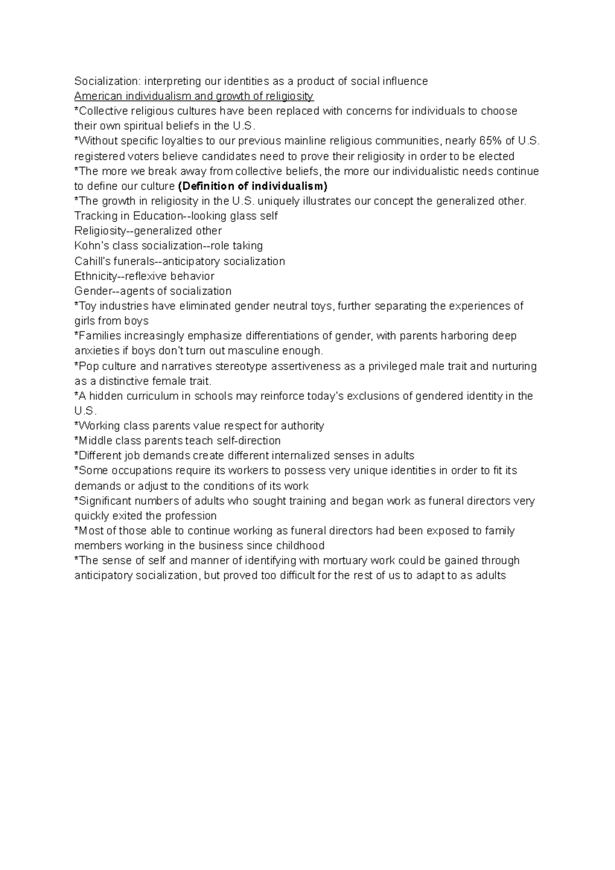 Chapter 5 Socialization - Socialization: interpreting our identities as ...