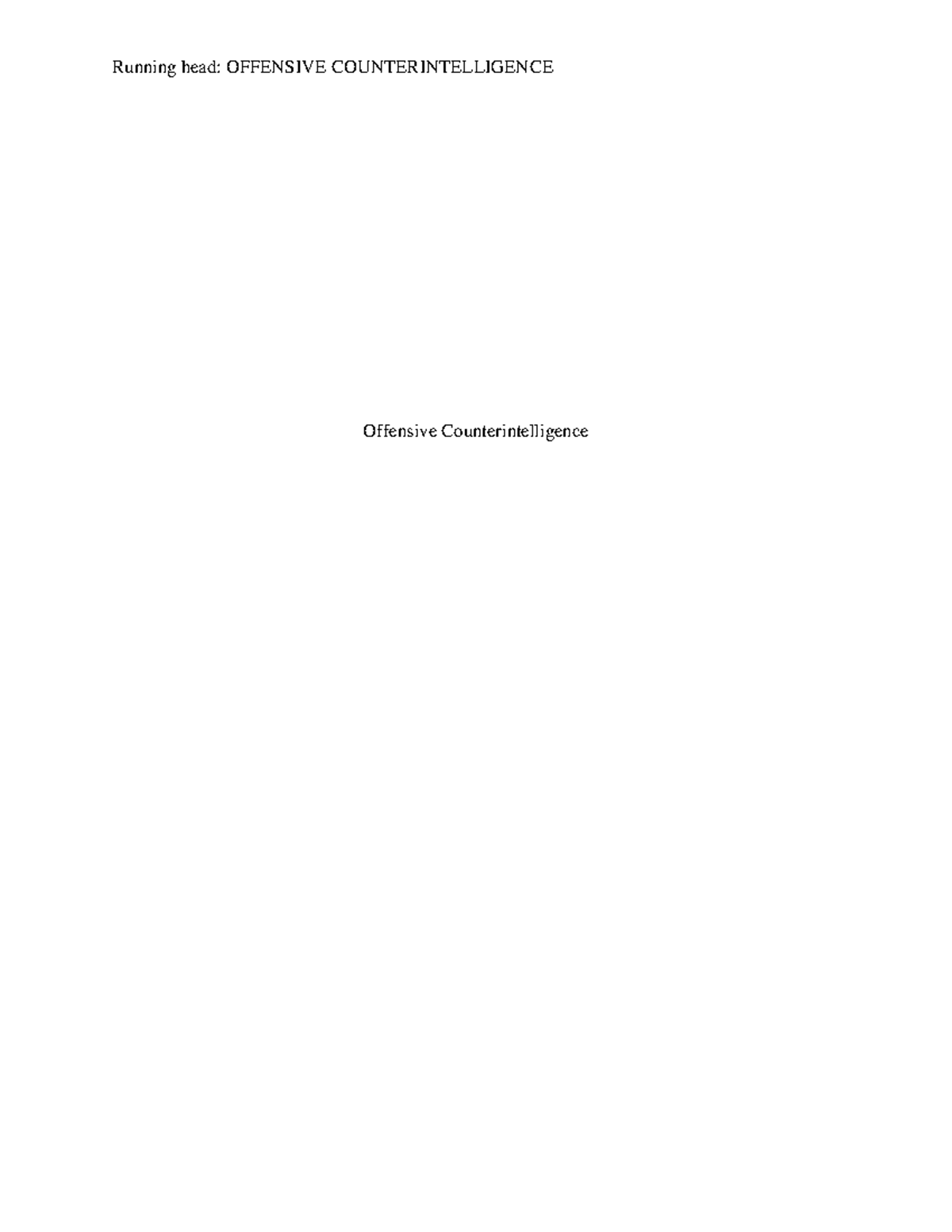 Offensive Counterintelligence - Offensive Counterintelligence Offensive ...