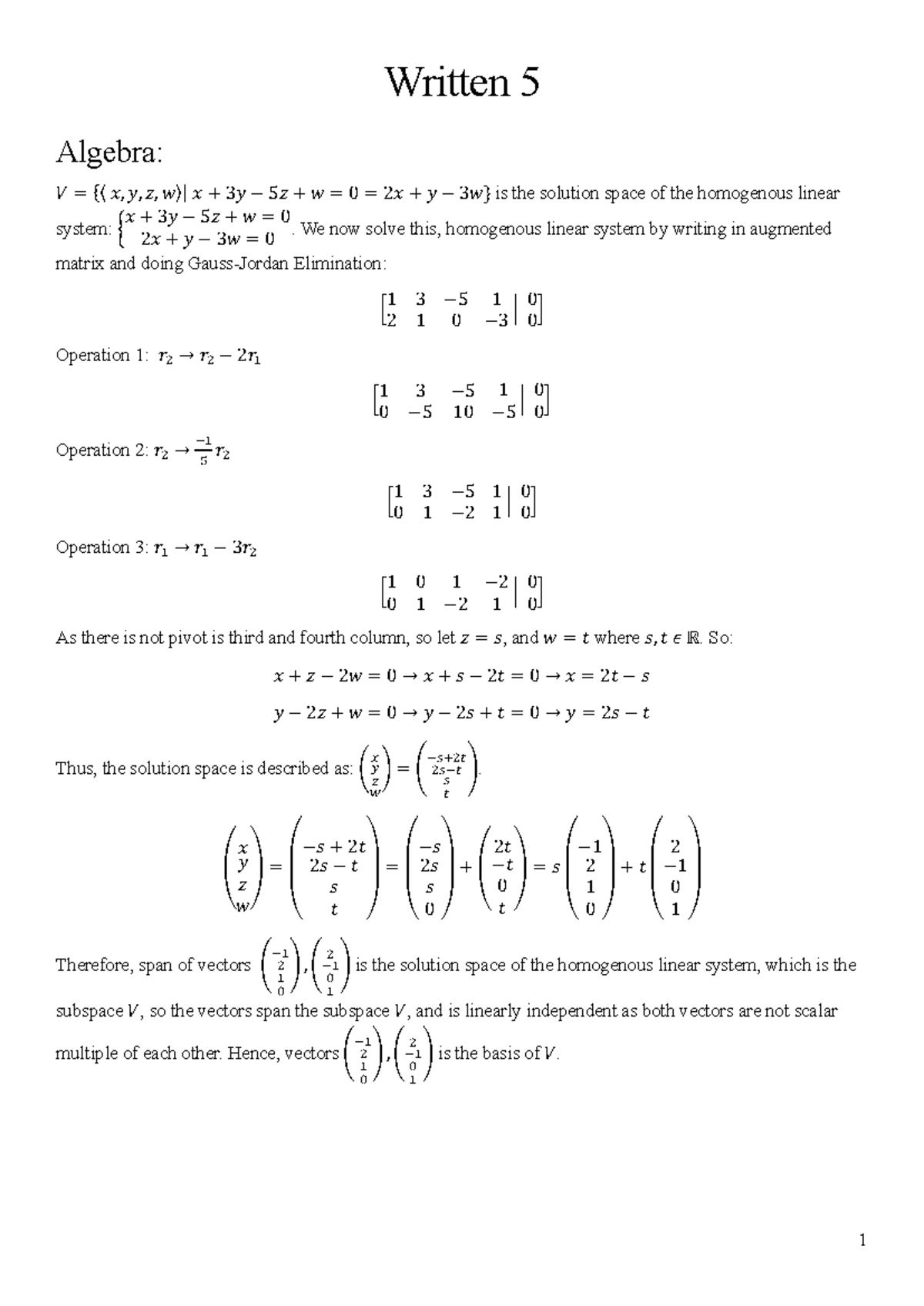 Algebra and Calculus Solutions: Written 5 Exam Notes - Studocu