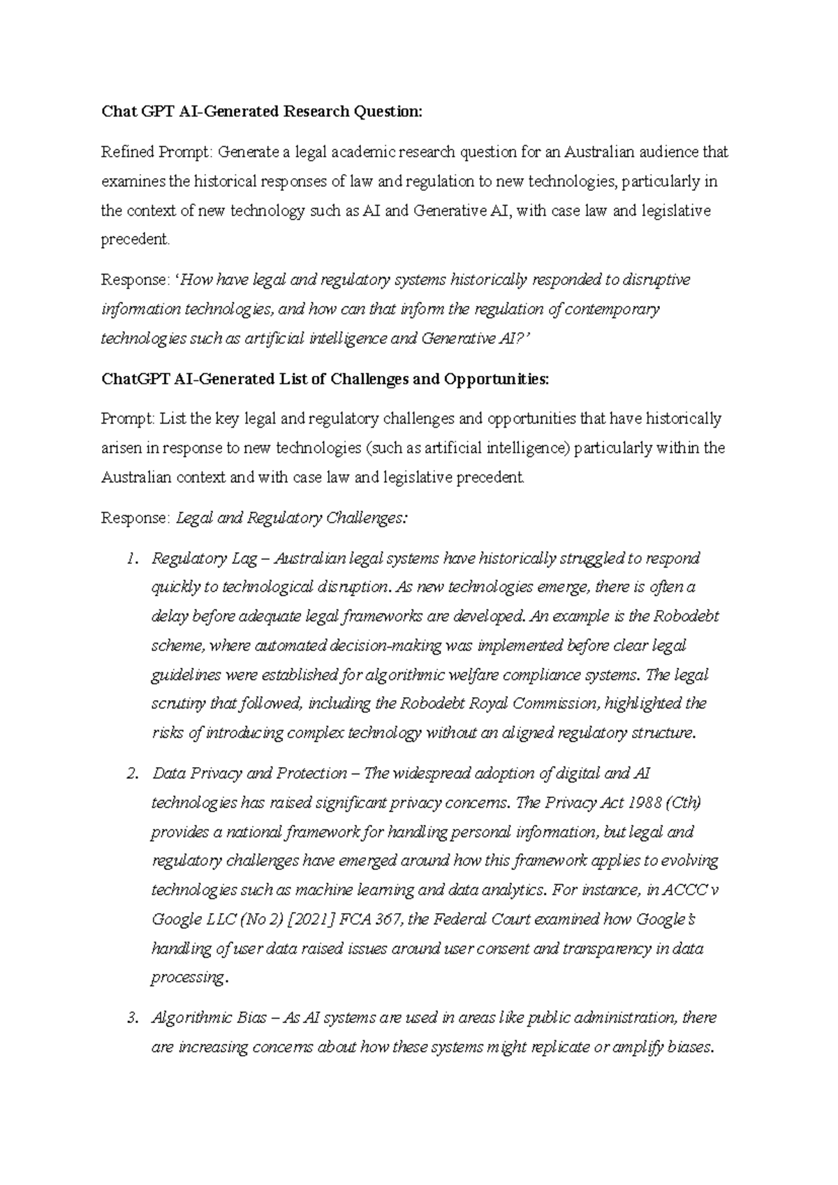 AI Assignment - AI Analysis LLB249 - Chat GPT AI-Generated Research ...