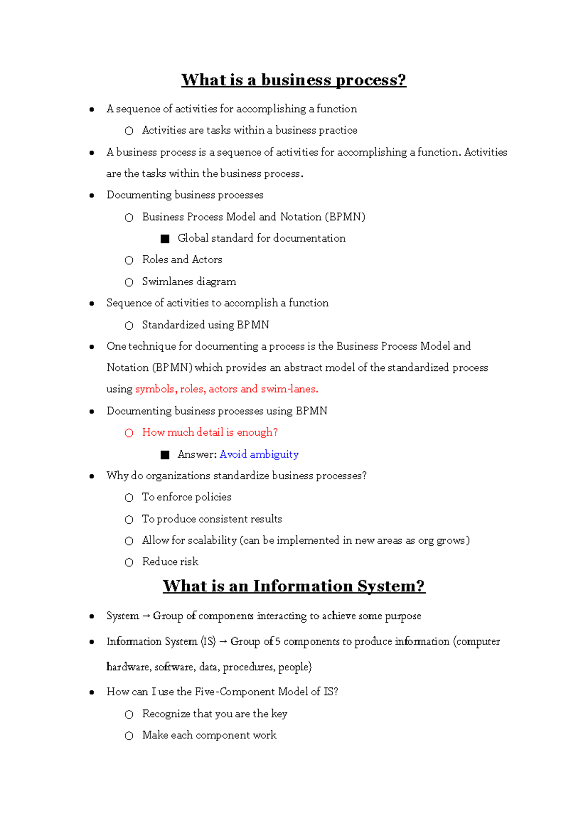 COMM 226 - Business Processes and Information Systems Overview - Studocu