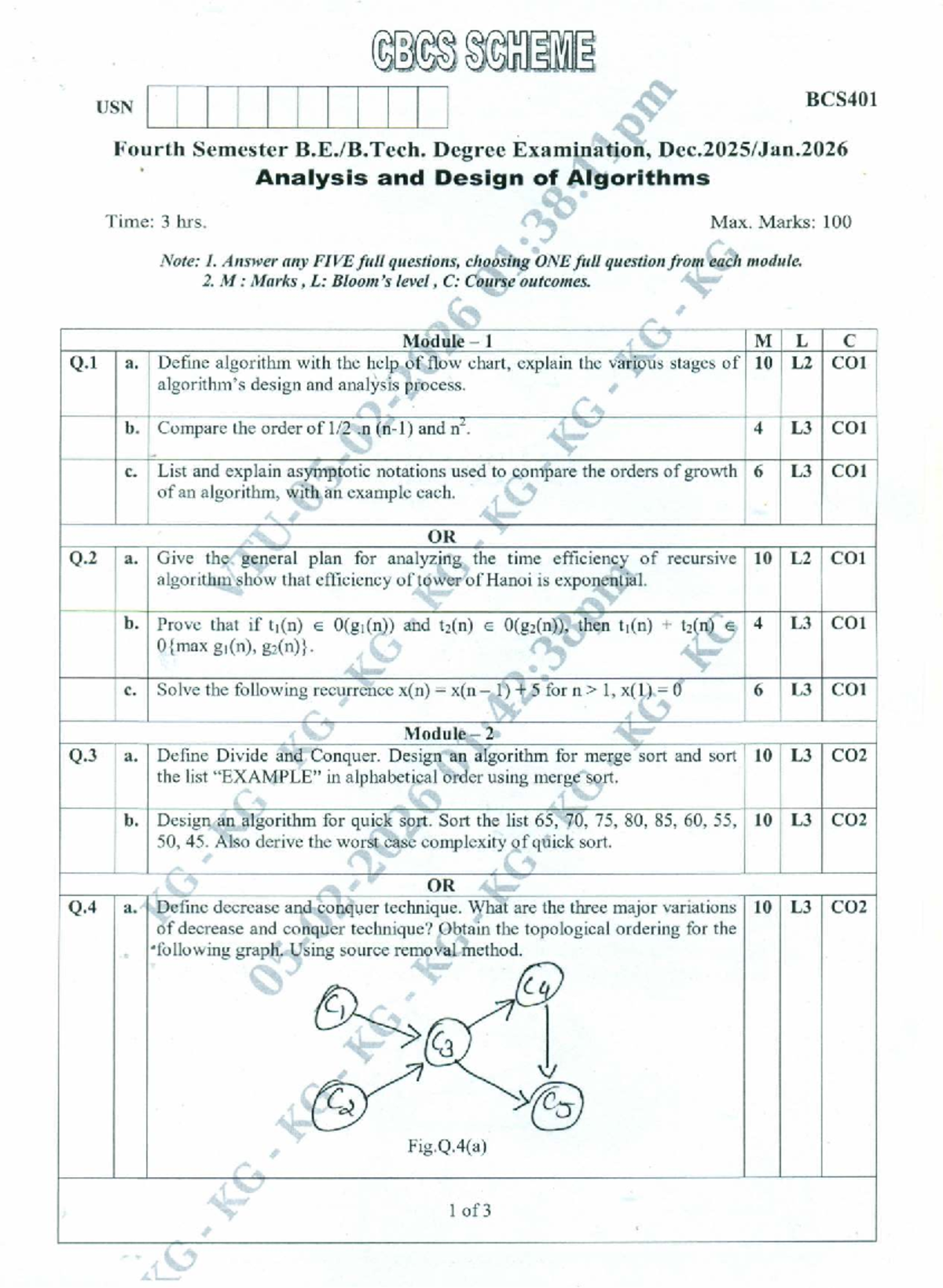 BCS401 Analysis and Design of Algorithms: Previous Year Question Papers ...