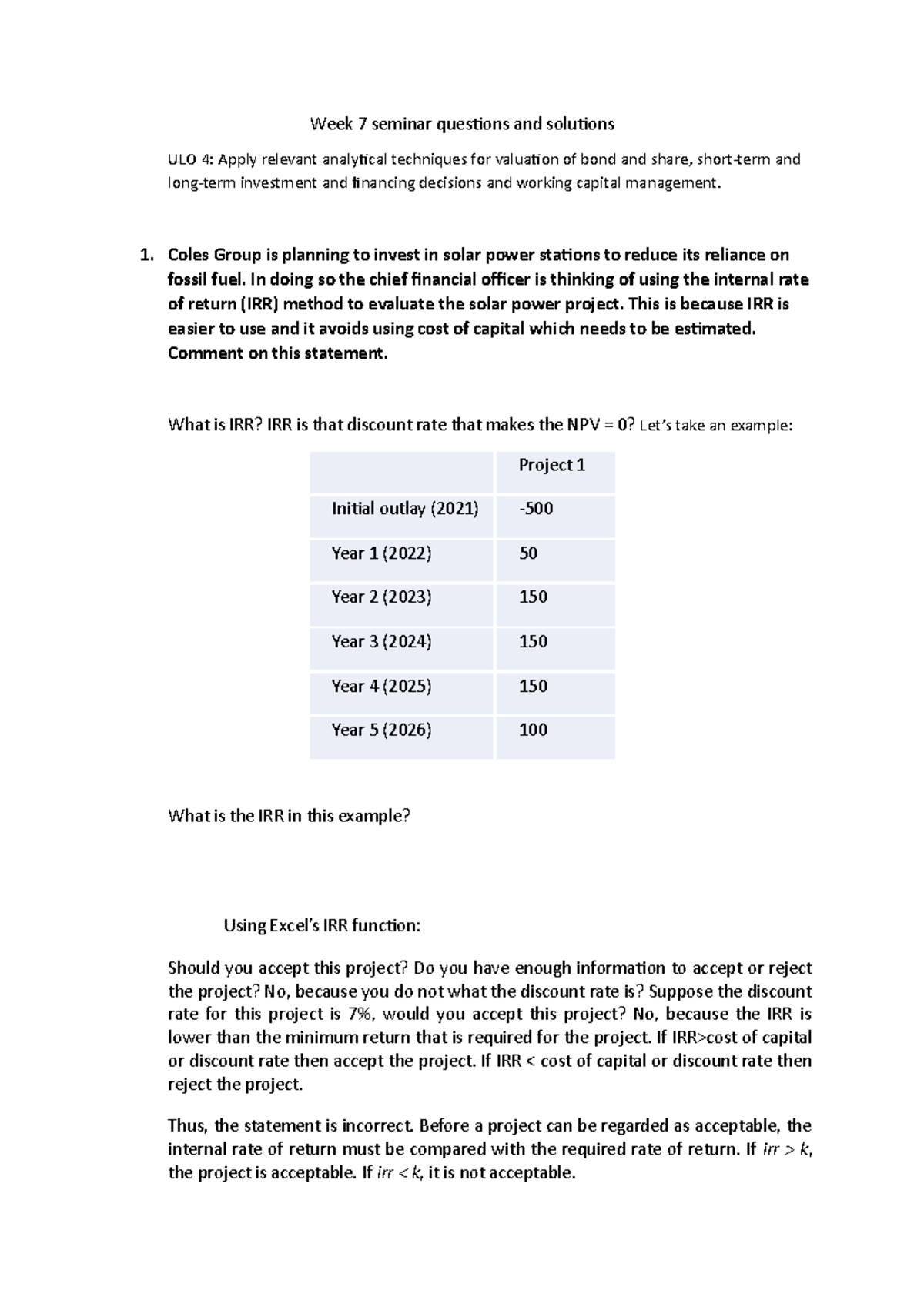 Week 7 seminar solutions v21 - Week 7 seminar questions and solutions ...