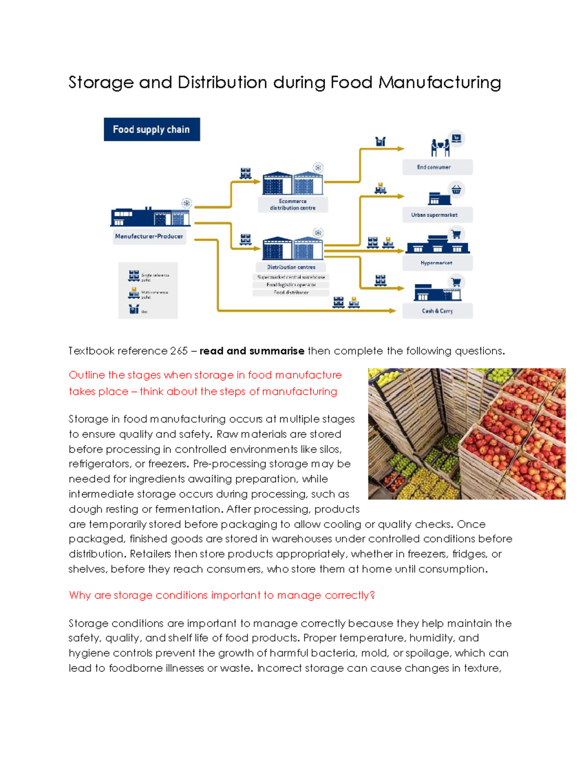5. Storage and Distribution in Food Manufacturing (Textbook Ref 265 ...