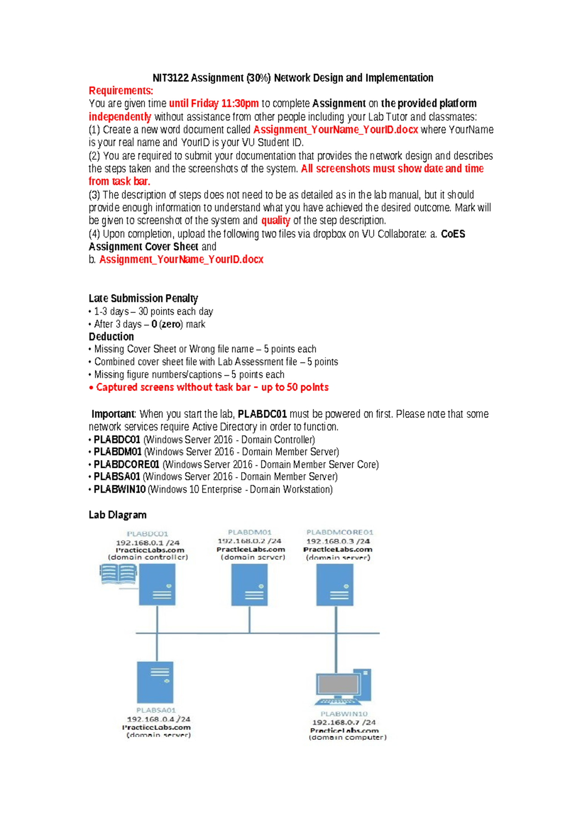 NIT3122 Assignment: Network Design & Implementation Guidelines - Studocu
