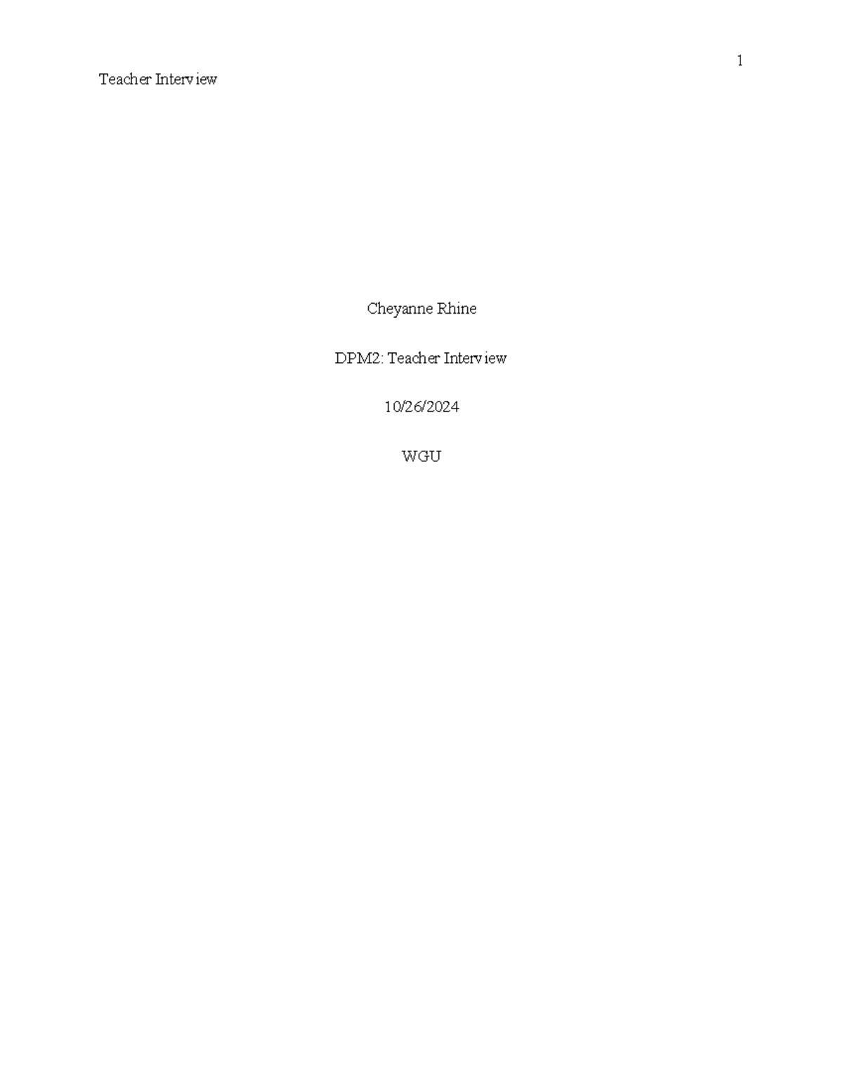 Teacher interview - i hope this assignment helps you. - Teacher ...