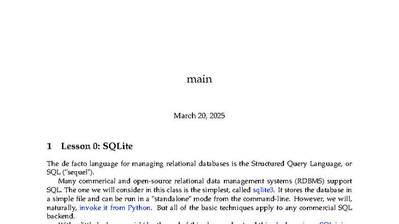 CS101 - Lecture Notes on SQLite Basics and Database Management - Studocu