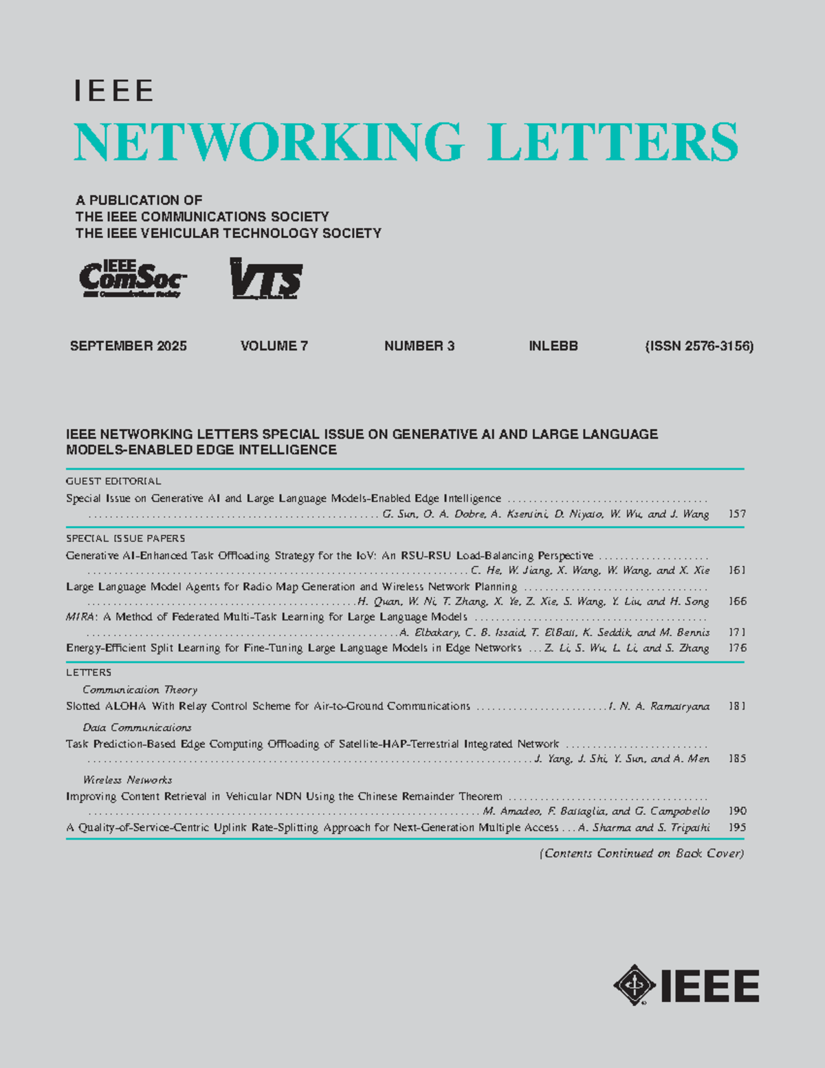 Special Issue on Generative AI & Edge Intelligence - Networking Letters ...